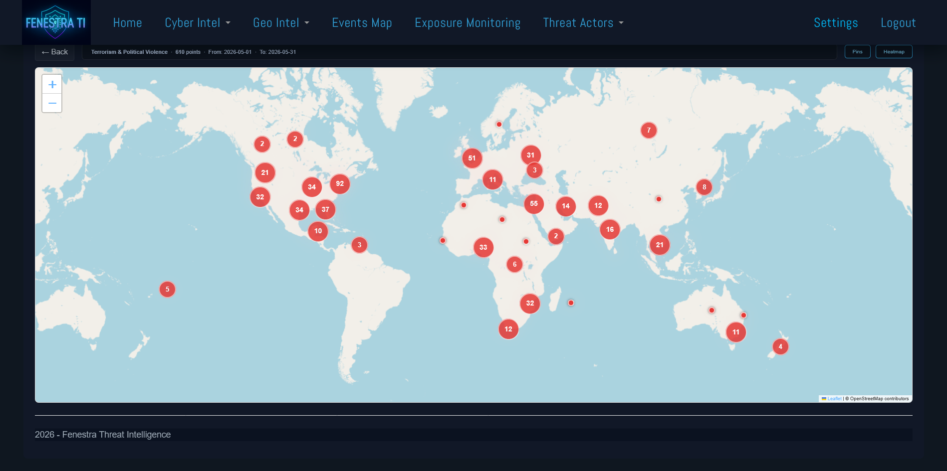 Panoptic terrorism and political violence map results