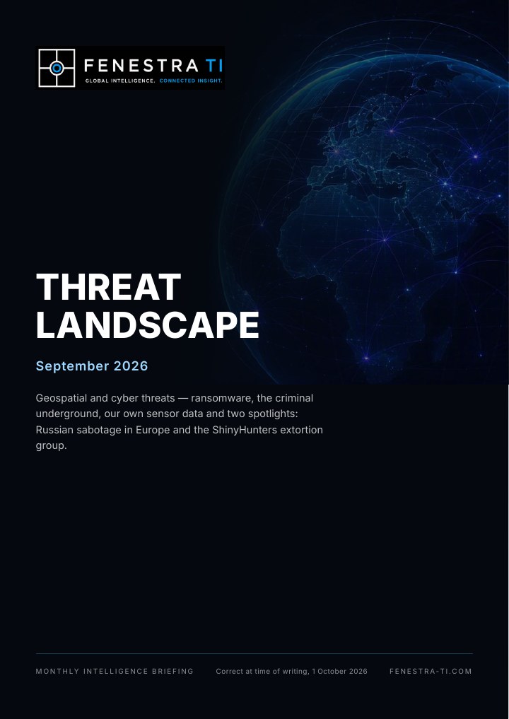Cover of the Fenestra TI Threat Landscape, September 2026